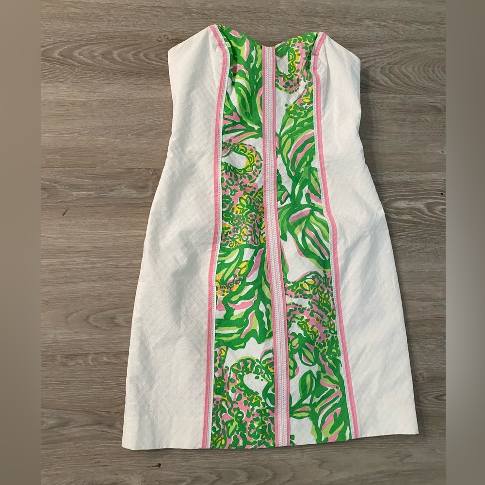 Lilly Pulitzer White Dress with Tropical Print